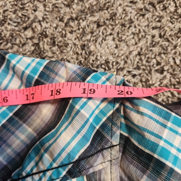 Cody James Saddle Ranch Turquoise Gray Plaid Button Down Size Large - Picture 13 of 16